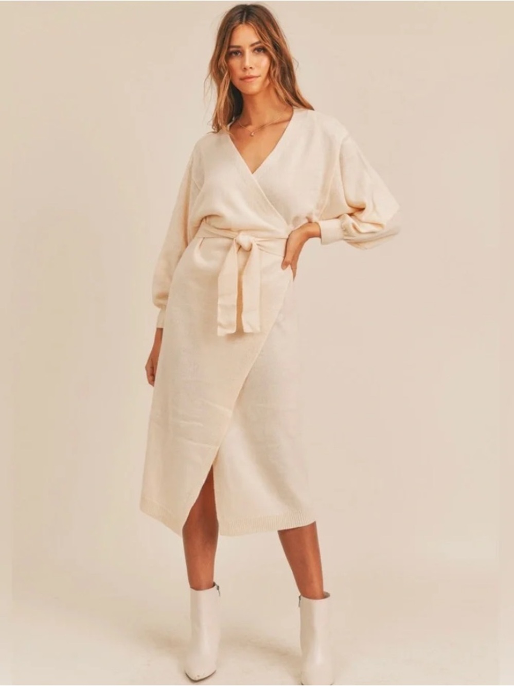 Mable Jovie Knit Sweater Midi Dress Wrap Dress - Picture 12 of 12